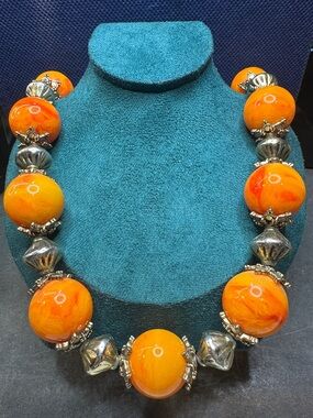Vintage Orange Swirl Necklace